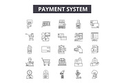 Payment system line icons, signs set