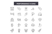 Performance line icons, signs set