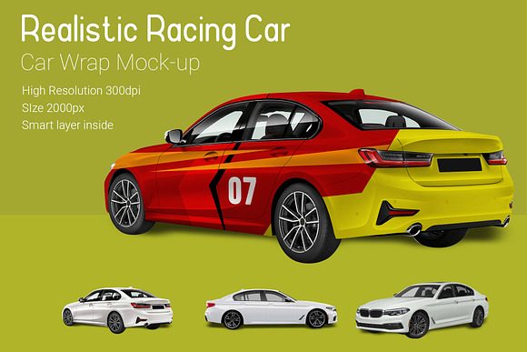 Racing Car Mock-Up in Branding Mockups - product preview 1