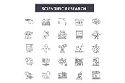 Scientific research line icons