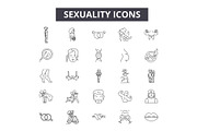 Sexuality line icons, signs set