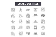 Small business line icons, signs set