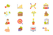 Crowdfunding Icons Set, Target and