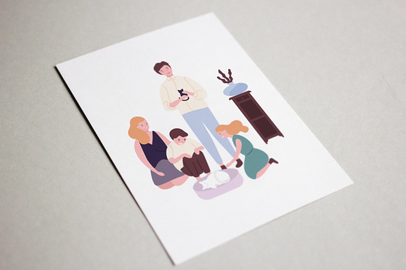Family at home in Illustrations - product preview 2