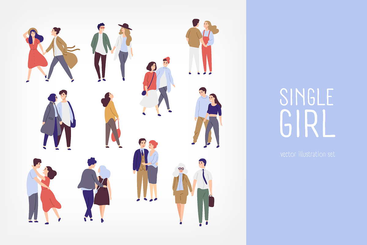 Single girl surrounded by couples in Illustrations - product preview 8