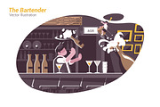 The Bartender - Vector Illustration