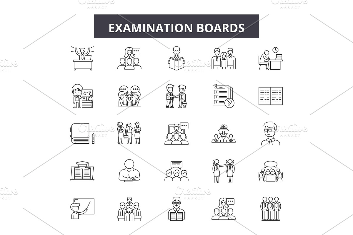 Examination boards line icons, signs in Illustrations - product preview 8