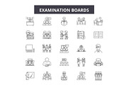 Examination boards line icons, signs