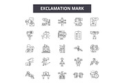 Exclamation mark line icons, signs
