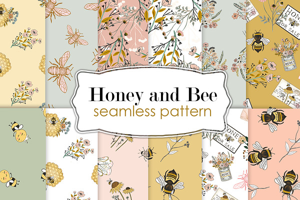 Bee seamless patterns