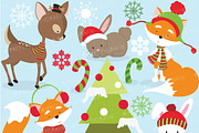 Winter woodland clipart commercial
