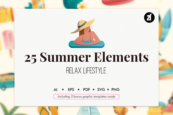25 Summer elements with graphics
