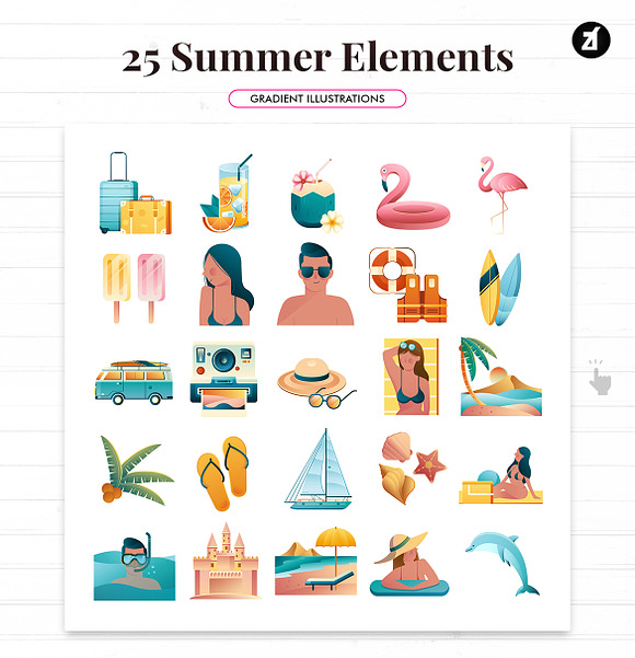 25 Summer elements with graphics in Summer Icons - product preview 1