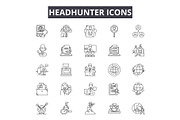 Headhunter line icons, signs set