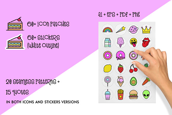 60 Trendy Icons + Stickers Artpack in Cool Icons - product preview 1
