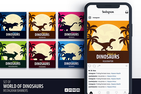 World of Dinosaurs Insta banners in Instagram Templates - product preview 5