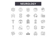 Neurology line icons, signs set