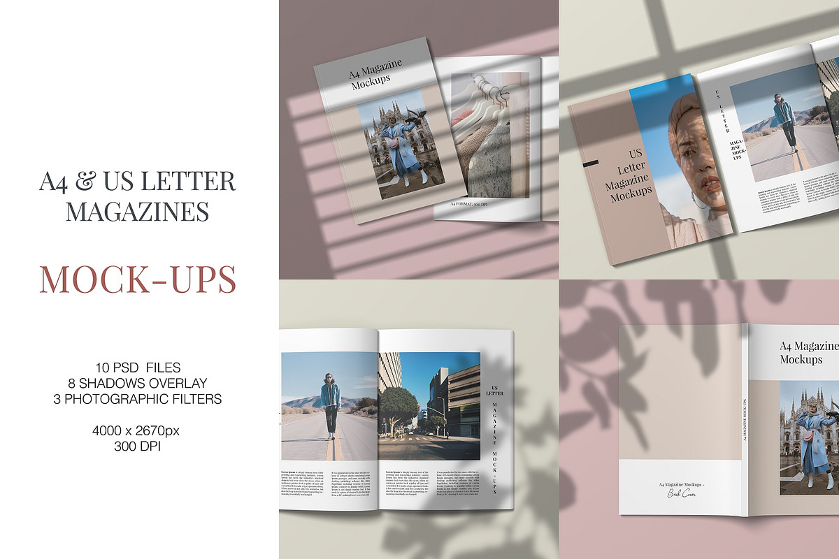 A4 and US Letter Magazine Mockups in Print Mockups - product preview 8