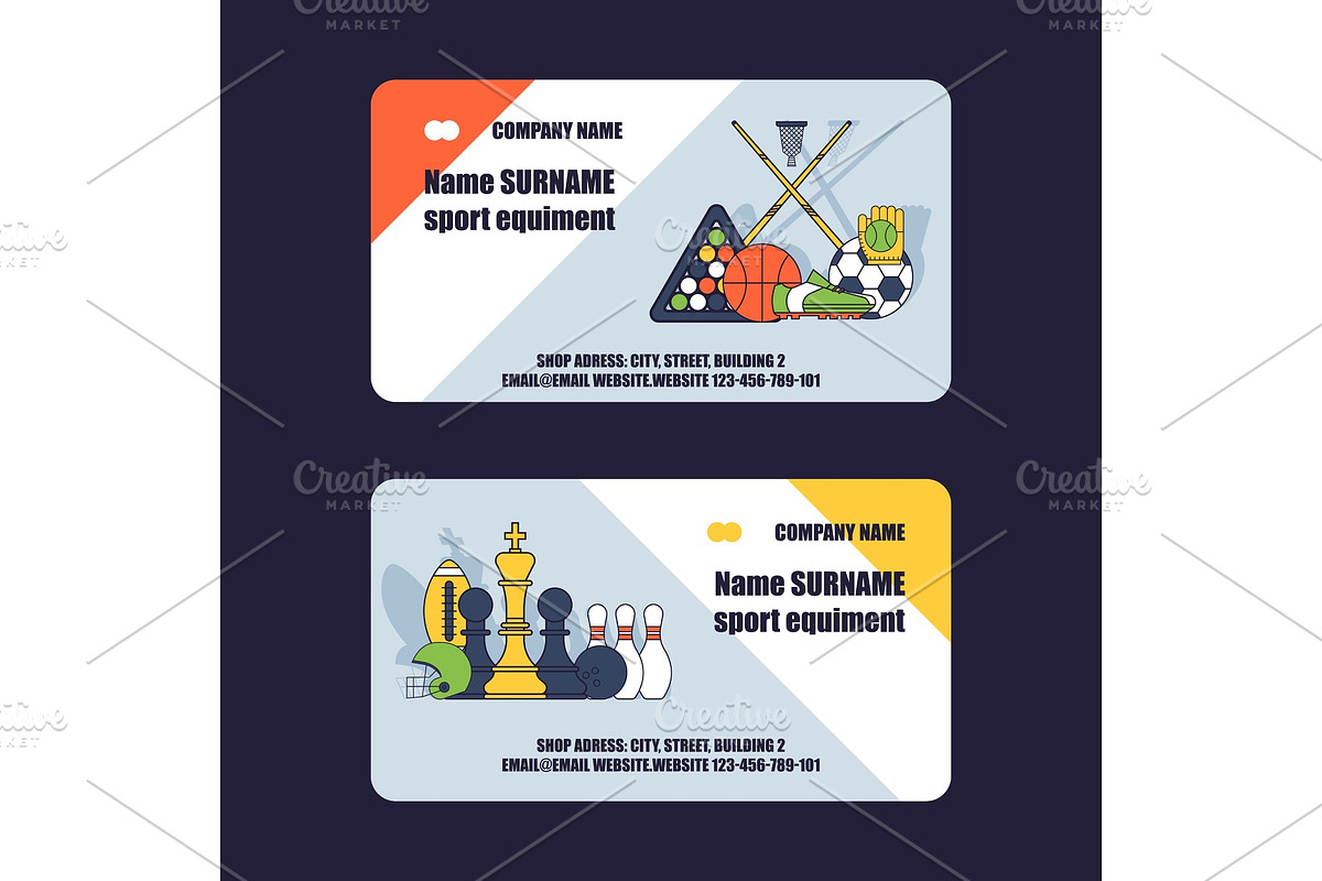 Sport pattern vector business card in Illustrations - product preview 8
