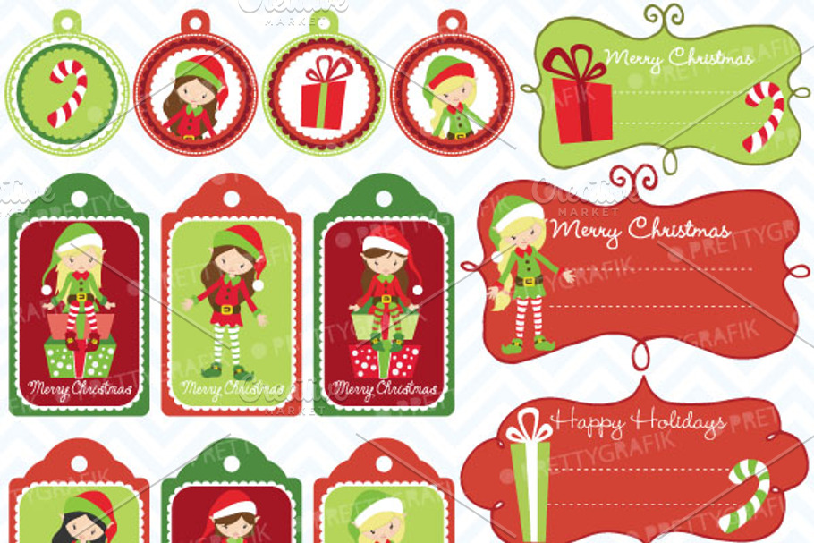 christmas tags label frames clipart in Illustrations - product preview 8
