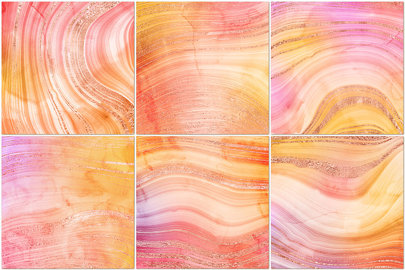 12 Sunset agate & rose gold papers in Textures - product preview 2