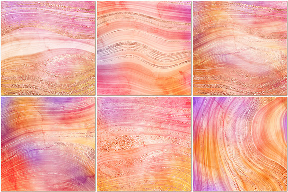 12 Sunset agate & rose gold papers in Textures - product preview 3