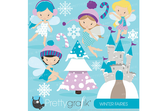 Winter fairies clipart commercial in Illustrations - product preview 1