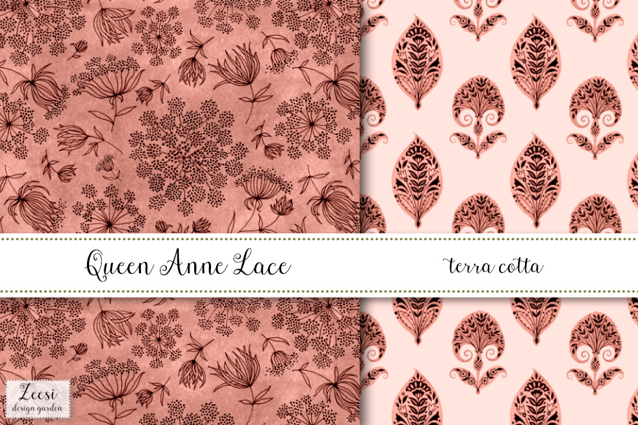 Queen Anne Lace - terra cotta in Patterns - product preview 8