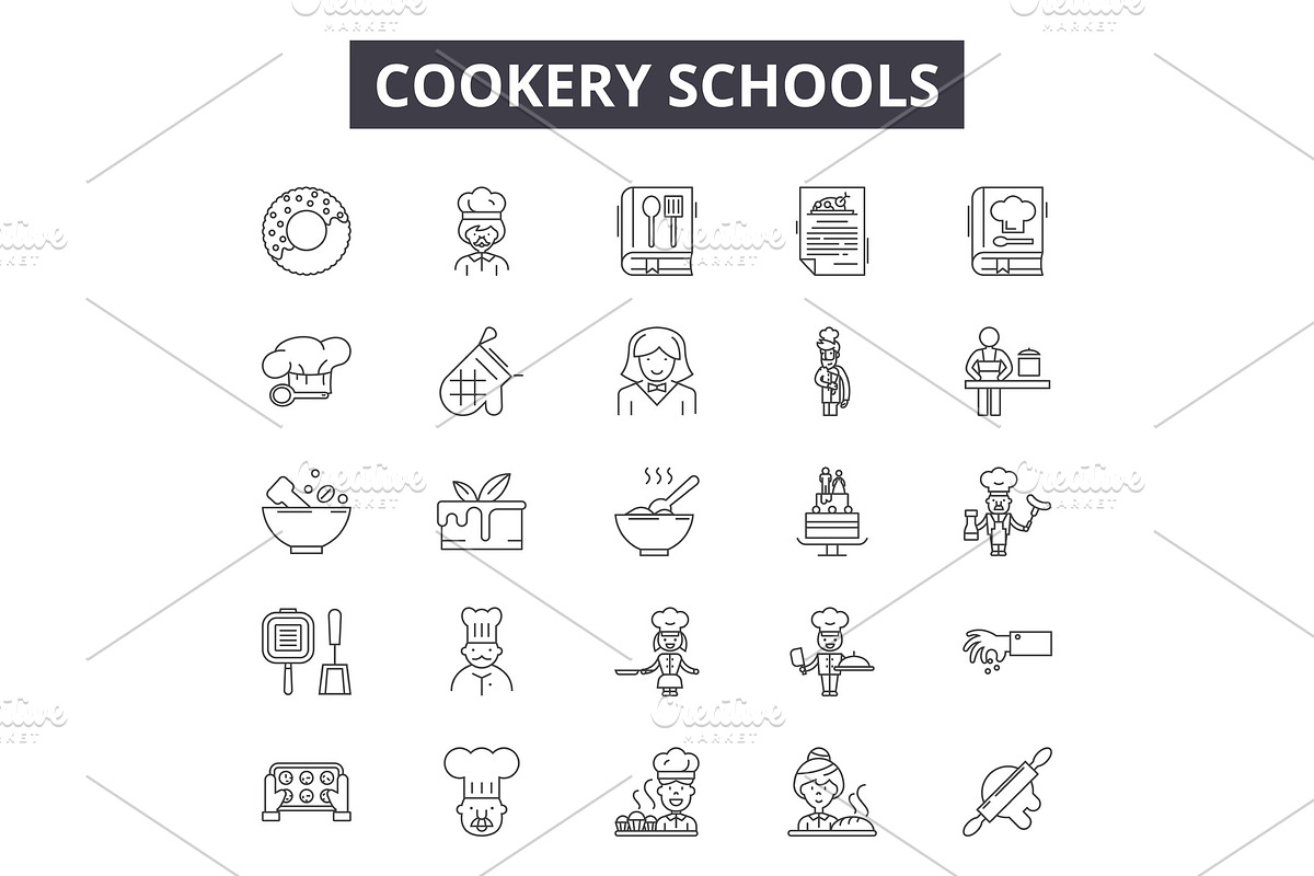 Cookery schools line icons, signs in Illustrations - product preview 8