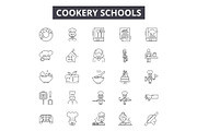 Cookery schools line icons, signs
