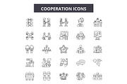 Cooperation line icons, signs set