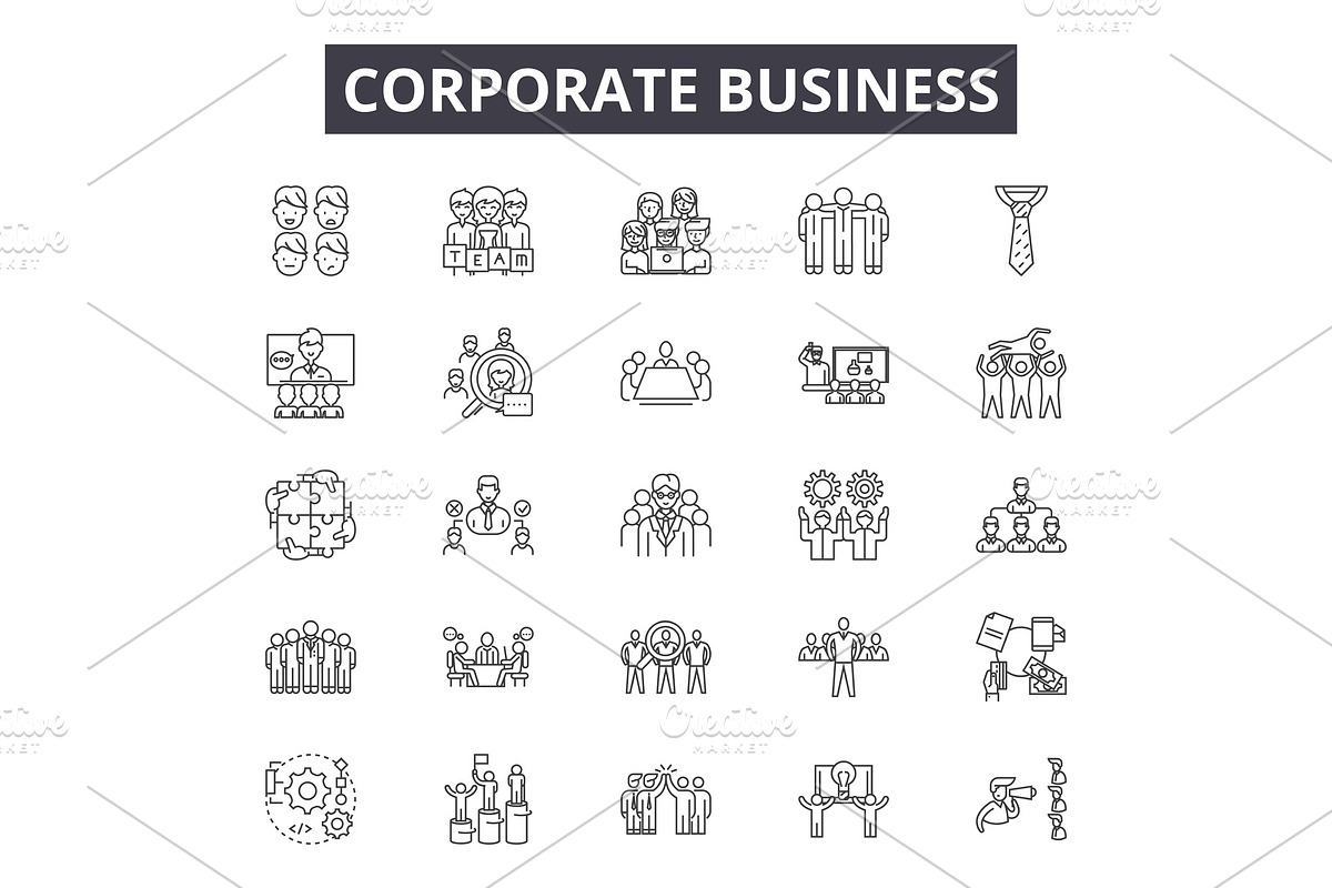Corporate business line icons, signs in Illustrations - product preview 8