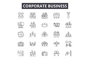 Corporate business line icons, signs