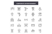Corporate entertainment line icons
