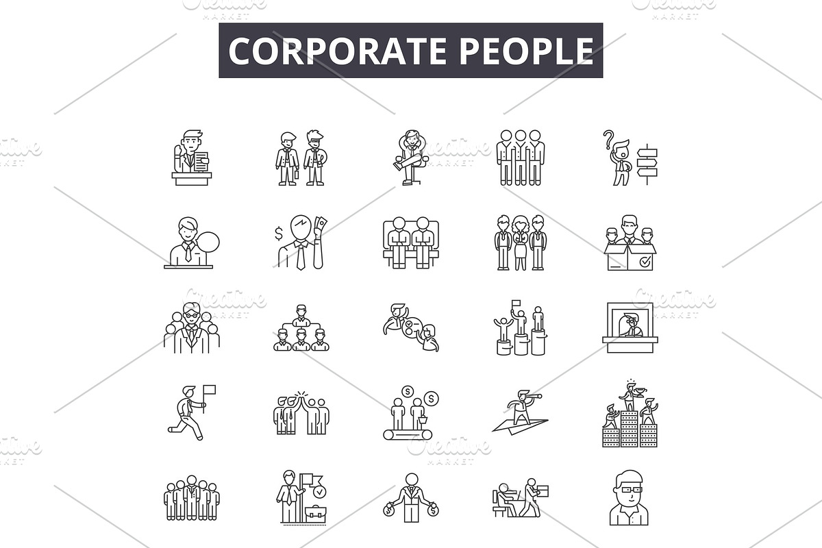 Corporate people line icons, signs in Illustrations - product preview 8