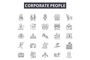 Corporate people line icons, signs