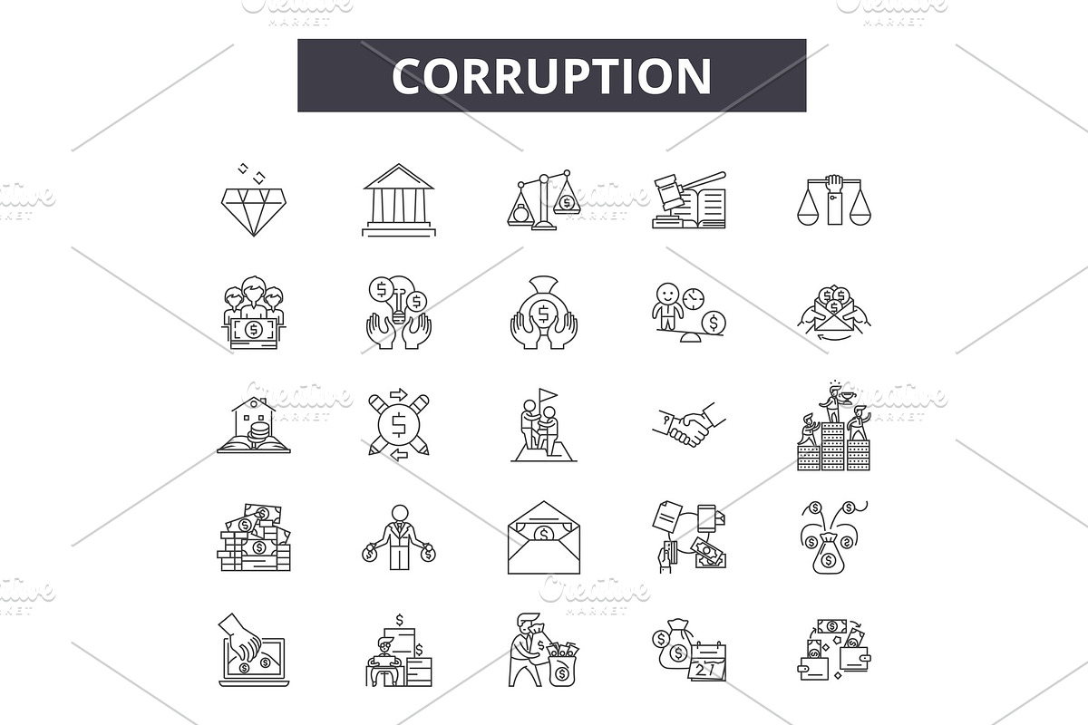 Corruption line icons, signs set in Illustrations - product preview 8