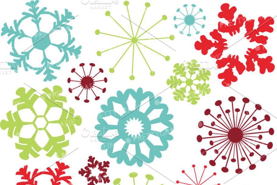 snowflakes clipart commercial use in Illustrations - product preview 8