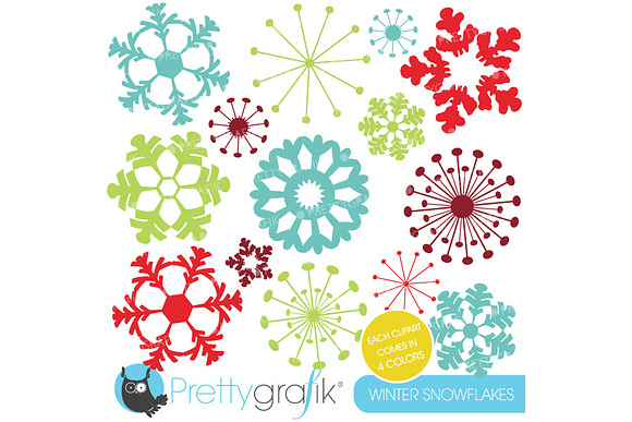 snowflakes clipart commercial use in Illustrations - product preview 1