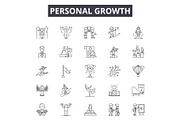 Personal growth line icons, signs