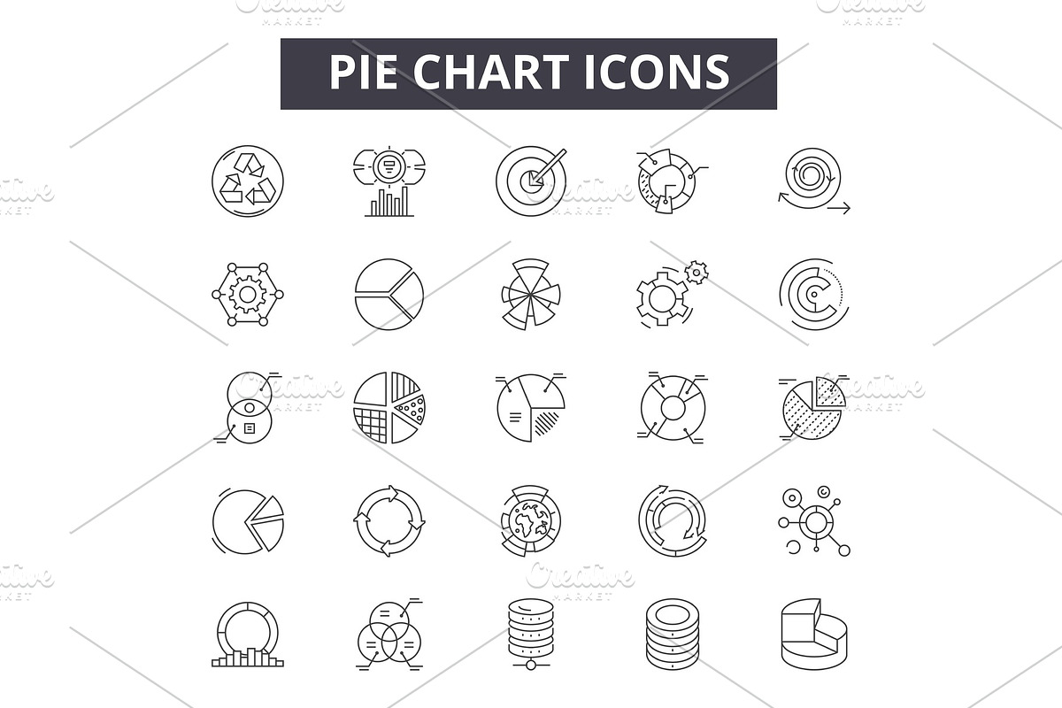 Pie chart line icons, signs set in Illustrations - product preview 8