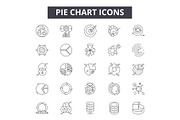 Pie chart line icons, signs set