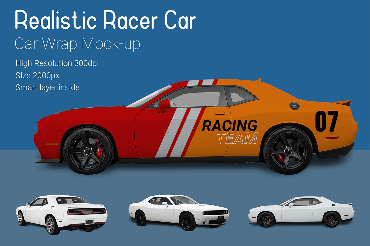 Nascar Racer Car Mock-Up in Branding Mockups - product preview 8