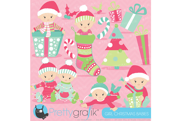 Christmas baby girl clipart in Illustrations - product preview 1