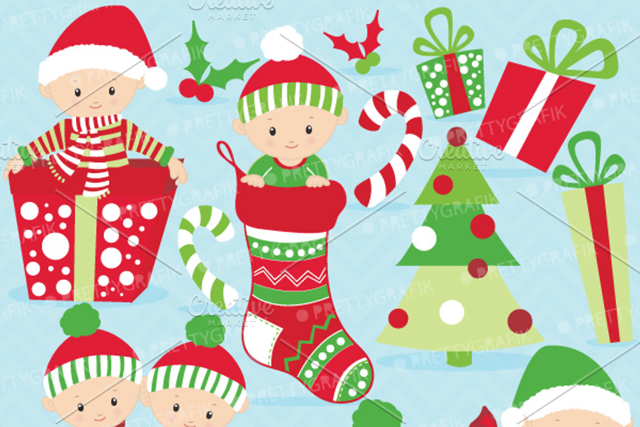 Christmas baby boy clipart in Illustrations - product preview 8
