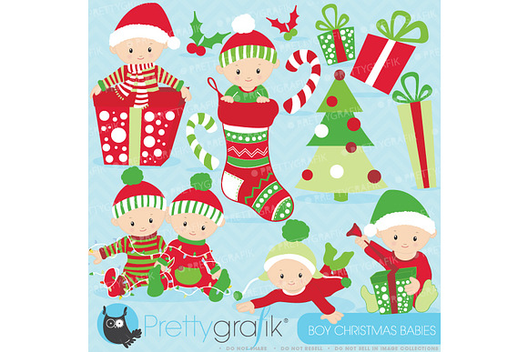 Christmas baby boy clipart in Illustrations - product preview 1