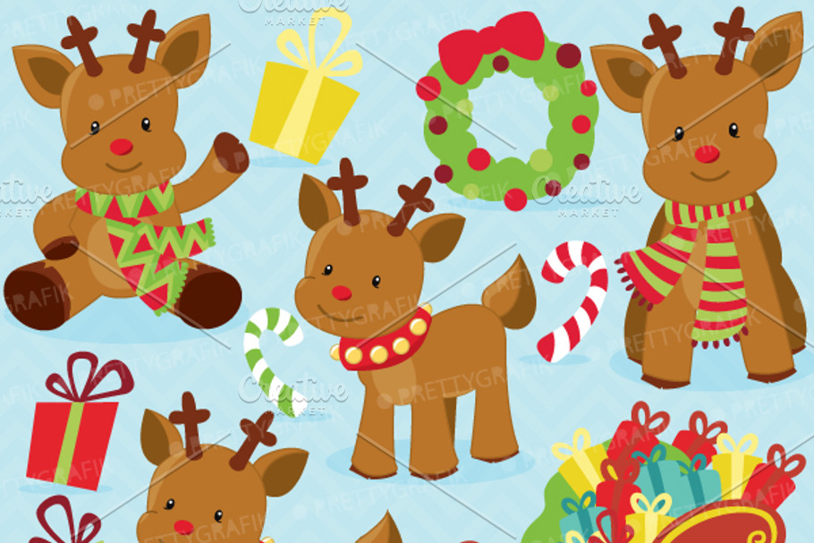 Christmas Reindeer clipart in Illustrations - product preview 8