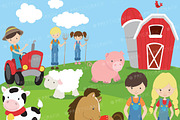 Farm animals and friends clipart