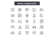 Retail consultant line icons, signs
