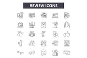 Review line icons, signs set, vector
